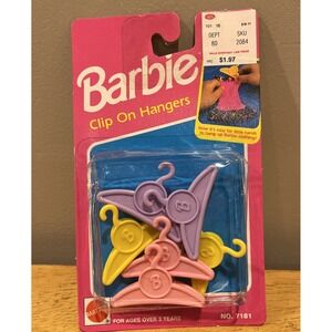 BARBIE Clip On HANGERS #7181 MATTEL 1992 Hong Kong Pink‎ Purple Yellow Accessory